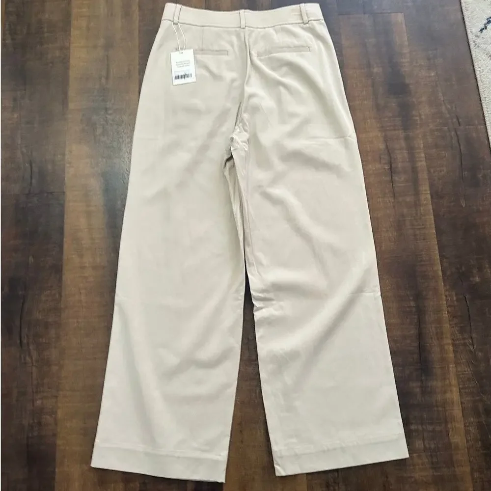 NWT Everlane The Linen Way-High Drape Pant Beige Size 12